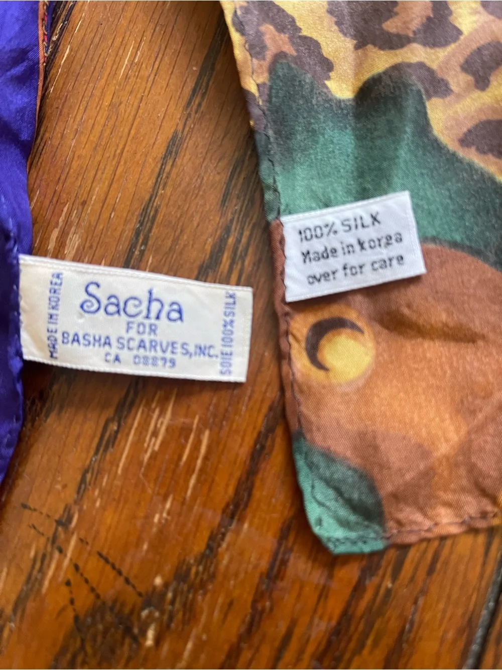 Set of #2  vintage long Sacha by 100% silk scarf